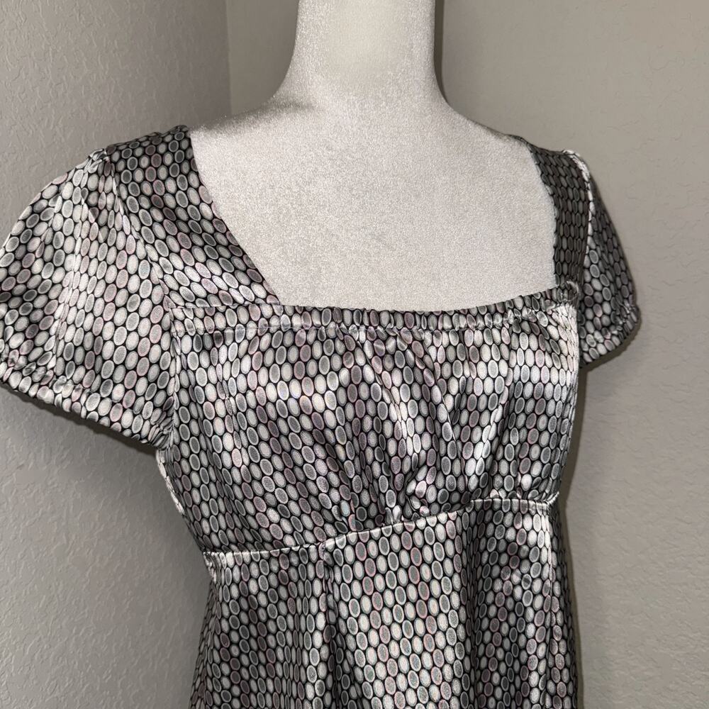 Vintage‎ Y2K Sugar Tart Blouse Top Womens Large Silver Pink Babydoll Square Neck